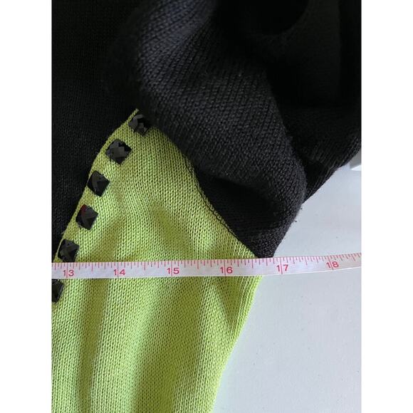 Donna Vinci Knits Vintage Church Dress Green Black Beaded Size 6 Modest Wool - Picture 7 of 12